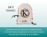 Personalised Large Initial Sack Name Xmas Stocking Gift Stocking Custom Named Sack Red Drawstring Christmas Decoration SK010