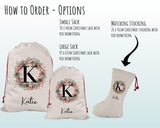 Personalised Large Initial Sack Name Xmas Stocking Gift Stocking Custom Named Sack Red Drawstring Christmas Decoration SK010
