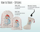 Personalised Large Christmas Snowman Sack Name Xmas Stocking Gift Stocking Sack Red Drawstring Christmas Decoration SK011