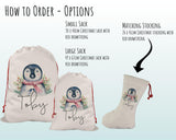 Personalised Large Christmas Penguin Sack Name Xmas Stocking Gift Stocking Sack Red Drawstring Special Delivery Christmas Decoration SK013
