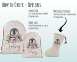 Personalised Large Christmas Penguin Sack Name Xmas Stocking Gift Stocking Sack Red Drawstring Special Delivery Christmas Decoration SK013