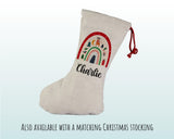 Personalised Large Christmas Sack Rainbow Name Xmas Stocking Gift Stocking Rudolph Sack Red Drawstring Christmas Decoration SK082