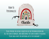 Personalised Large Christmas Sack Rainbow Name Xmas Stocking Gift Stocking Rudolph Sack Red Drawstring Christmas Decoration SK082