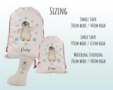 Personalised Large Christmas Sack Penguin Name Xmas Stocking Gift Stocking Rudolph Sack Red Drawstring Christmas Decoration SK109