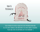 Personalised Christmas Sack - Santa Sack for Kids Presents Xmas Bunny Pink Tree Design Stocking Christmas Eve Bag Box for Girls & Boys XS004