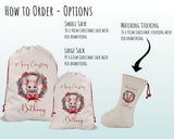 Personalised Christmas Sack - Santa Sack for Kids Presents Xmas Mouse Wreath Design Stocking Christmas Eve Bag Box for Girls & Boys XS009