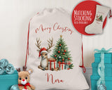 Personalised Christmas Sack - Santa Sack for Kids Presents Xmas Reindeer Tree Design Stocking Christmas Eve Bag Box for Girls & Boys XS011