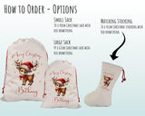 Personalised Christmas Sack - Santa Sack for Kids Presents Xmas Reindeer Santa Hat Design Stocking Christmas Eve Bag for Girls & Boys XS014