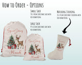 Personalised Christmas Sack - Santa Sack for Kids Presents Xmas Reindeer Tree Design Stocking Christmas Eve Bag Box for Girls & Boys XS015
