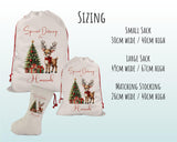 Personalised Christmas Sack - Santa Sack for Kids Presents Xmas Reindeer Tree Design Stocking Christmas Eve Bag Box for Girls & Boys XS017