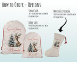 Personalised Christmas Sack - Santa Sack for Kids Presents Xmas Reindeer Tree Design Stocking Christmas Eve Bag Box for Girls & Boys XS019