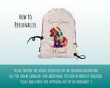 Personalised Christmas Sack - Santa Sack for Kids Presents Xmas Rocking Horse Design Stocking Christmas Eve Bag Box for Girls & Boys XS020