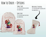 Personalised Christmas Sack - Santa Sack for Kids Presents Xmas Rocking Horse Design Stocking Christmas Eve Bag Box for Girls & Boys XS020