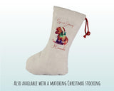 Personalised Christmas Sack - Santa Sack for Kids Presents Xmas Rocking Horse Design Stocking Christmas Eve Bag Box for Girls & Boys XS020