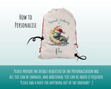 Personalised Christmas Sack - Santa Sack for Kids Presents Xmas Dinosaur Moon Design Stocking Christmas Eve Bag Box for Girls & Boys XS023