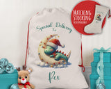 Personalised Christmas Sack - Santa Sack for Kids Presents Xmas Dinosaur Moon Design Stocking Christmas Eve Bag Box for Girls & Boys XS023