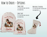 Personalised Christmas Sack - Santa Sack for Kids Presents Xmas Rocking Horse Design Stocking Christmas Eve Bag Box for Girls & Boys XS026