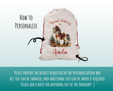 Personalised Christmas Sack - Santa Sack for Kids Presents Xmas Rocking Horse Design Stocking Christmas Eve Bag Box for Girls & Boys XS026