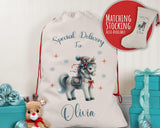 Personalised Christmas Sack - Santa Sack for Kids Presents Xmas White Horse Design Stocking Christmas Eve Bag Box for Girls & Boys XS028