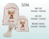 Personalised Christmas Sack - Santa Sack for Kids Presents Xmas Cute Reindeer Design Stocking Christmas Eve Bag Box for Girls & Boys XS031