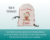 Personalised Christmas Sack - Santa Sack for Kids Presents Xmas Cute Polar Bear Design Stocking Christmas Eve Bag Box for Girls & Boys XS035