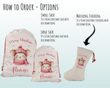 Personalised Christmas Sack - Santa Sack for Kids Presents Xmas Cute Mouse Design Stocking Christmas Eve Bag Box for Girls & Boys XS043