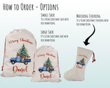Personalised Christmas Sack - Santa Sack for Kids Presents Xmas Tree and Truck Design Stocking Christmas Eve Bag Box for Girls & Boys XS046