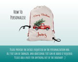 Personalised Christmas Sack - Santa Sack for Kids Presents Xmas Tree and Truck Design Stocking Christmas Eve Bag Box for Girls & Boys XS048