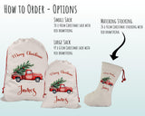 Personalised Christmas Sack - Santa Sack for Kids Presents Xmas Tree and Truck Design Stocking Christmas Eve Bag Box for Girls & Boys XS048