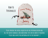Personalised Christmas Sack - Santa Sack for Kids Presents Xmas Tree and Truck Design Stocking Christmas Eve Bag Box for Girls & Boys XS049