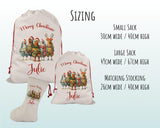 Personalised Christmas Sack - Santa Sack for Kids Presents Xmas Chickens and Lights Design Stocking Christmas Eve Bag for Girls & Boys XS052