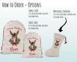 Personalised Christmas Sack - Santa Sack for Kids Presents Xmas Cute Donkey Design Stocking Christmas Eve Bag Box for Girls & Boys XS057