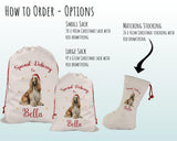 Personalised Afghan Hound Large Christmas Sack - Red Drawstring Bag for Xmas Presents - Christmas Eve Bag Box Decoration for Dogs XS065