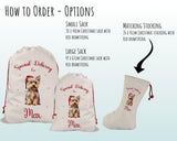 Personalised Yorkshire Terrier Large Christmas Sack - Red Drawstring Bag for Xmas Presents - Christmas Eve Bag Box Decoration for Dogs XS067