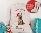 Personalised Yorkshire Terrier Large Christmas Sack - Red Drawstring Bag for Xmas Presents - Christmas Eve Bag Box Decoration for Dogs XS068