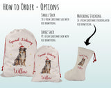 Personalised Australian Shepherd Large Christmas Sack - Red Drawstring Bag for Xmas Presents Christmas Eve Bag Box Decoration for Dogs XS070
