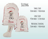 Personalised Bichon Frisé Large Christmas Sack - Red Drawstring Bag for Xmas Presents - Christmas Eve Bag Box Decoration for Dogs XS075