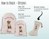 Personalised Boxer Dog Large Christmas Sack - Red Drawstring Bag for Xmas Presents - Christmas Eve Bag Box Decoration for Dogs XS078