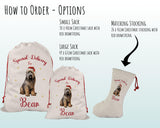 Personalised Briard Dog Large Christmas Sack - Red Drawstring Bag for Xmas Presents - Christmas Eve Bag Box Decoration for Dogs XS079