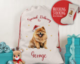 Personalised Chow Chow Large Christmas Sack - Red Drawstring Bag for Xmas Presents - Christmas Eve Bag Box Decoration for Dogs XS086