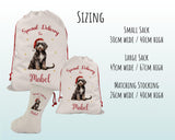 Personalised Cockapoo Large Christmas Sack - Red Drawstring Bag for Xmas Presents - Christmas Eve Bag Box Decoration for Dogs XS087