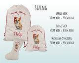 Personalised Corgi Dog Large Christmas Sack - Red Drawstring Bag for Xmas Presents - Christmas Eve Bag Box Decoration for Dogs XS089