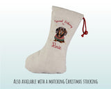Personalised Dachshund Large Christmas Sack - Red Drawstring Bag for Xmas Presents - Christmas Eve Bag Box Decoration for Dogs XS091