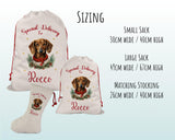 Personalised Dachshund Large Christmas Sack - Red Drawstring Bag for Xmas Presents - Christmas Eve Bag Box Decoration for Dogs XS096