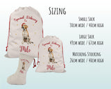 Personalised English Fox Hound Large Christmas Sack - Red Drawstring Bag for Xmas Presents - Christmas Eve Bag Box Decoration for Dogs XS100