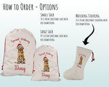 Personalised Golden Retriever Large Christmas Sack - Red Drawstring Bag for Xmas Presents - Christmas Eve Bag Box Decoration for Dogs XS109