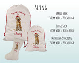Personalised Golden Retriever Large Christmas Sack - Red Drawstring Bag for Xmas Presents - Christmas Eve Bag Box Decoration for Dogs XS109