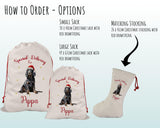 Personalised Gordon Setter Large Christmas Sack - Red Drawstring Bag for Xmas Presents - Christmas Eve Bag Box Decoration for Dogs XS110