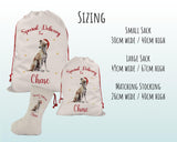 Personalised Greyhound Large Christmas Sack - Red Drawstring Bag for Xmas Presents - Christmas Eve Bag Box Decoration for Dogs XS112