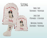 Personalised Japanese Chin Large Christmas Sack - Red Drawstring Bag for Xmas Presents - Christmas Eve Bag Box Decoration for Dogs XS118